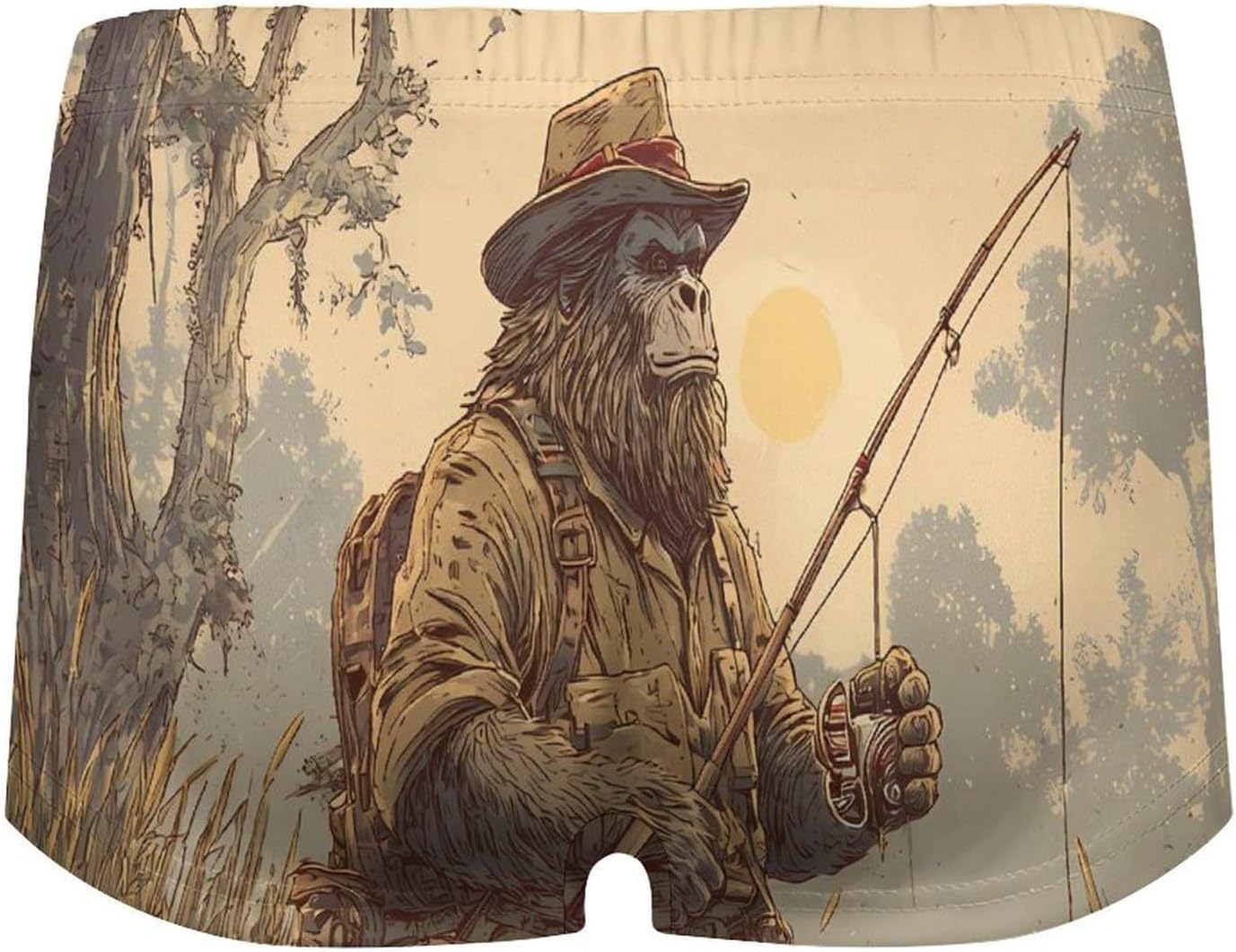 Vintage Bigfoot Fishing Fashion Women's Boxer Briefs Breathable Underpants Trunks Stretch Underwear