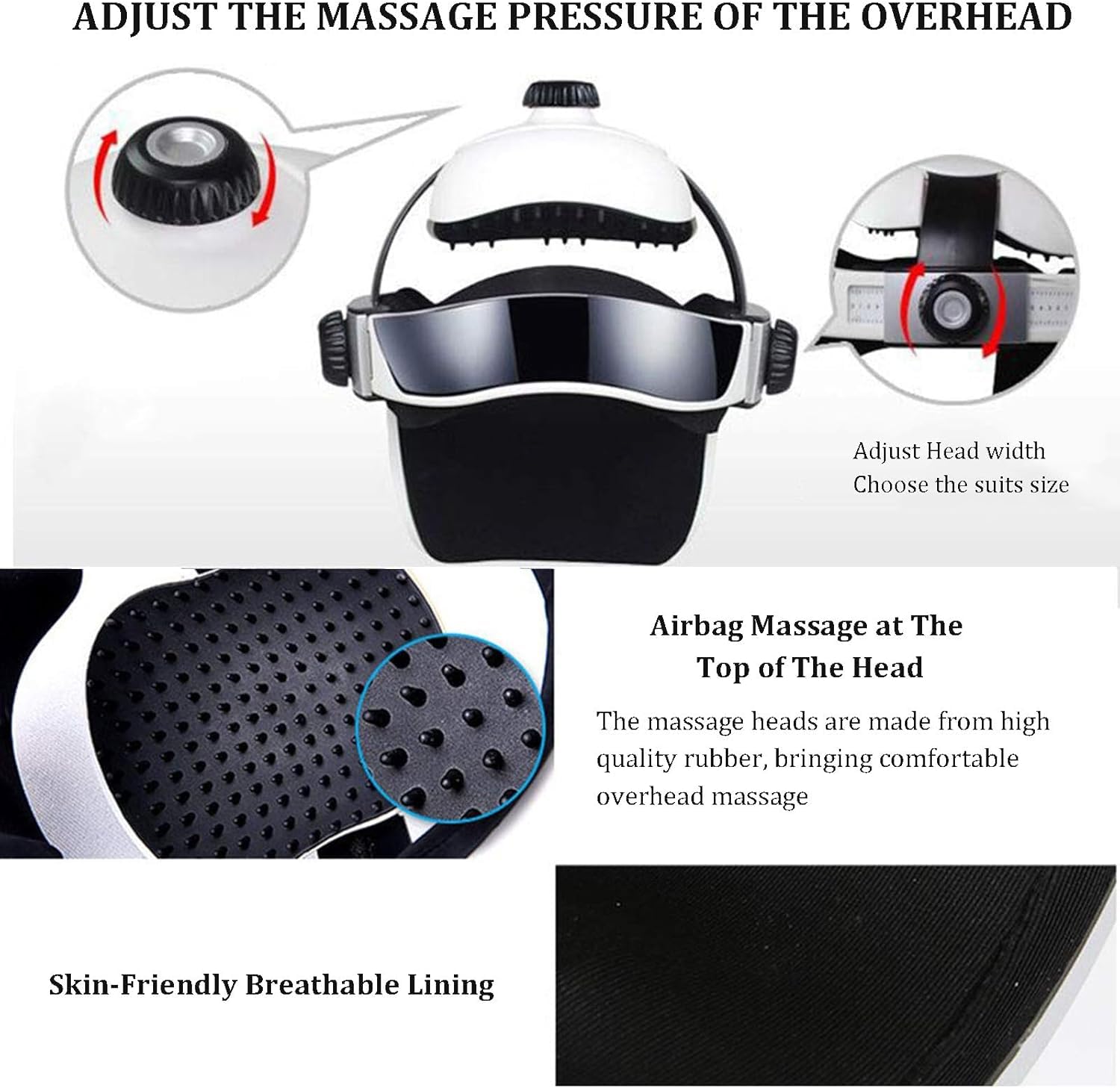 Elektrisches Kopfmassagegerät Mit Musik, Nackenmassagehelm Mit Wärmefunktion, Kopfakupunkturmassage Und Luftdruckmassage, Zur Linderung Von Kopfschmerzen Und Migräne, Zum Stressabbau