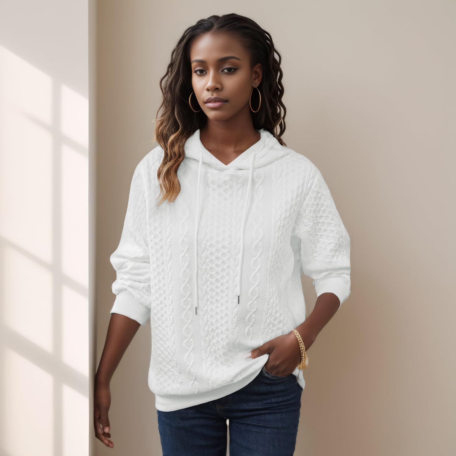 YeGine Womens Hoodies Oversized Hooded Sweatshirt Casual Long Sleeve Drawstring Pullover Tops - Image 5