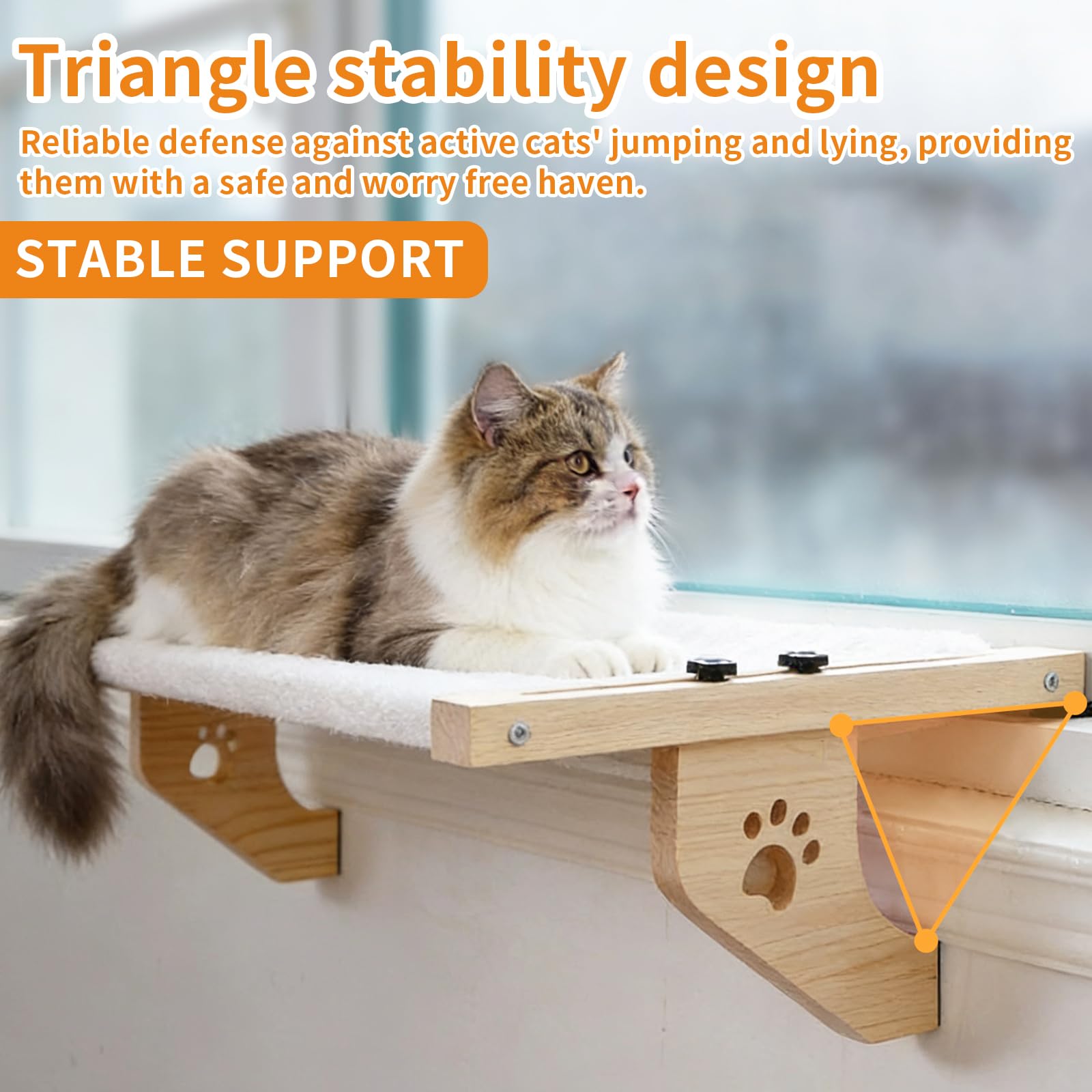 Heizungsliege Hängende Katzenhängematte, Katzen Fensterliege Holz Katzenbett Hängen Balkon Katzenbett Heizungsliege Katzen Katzenliege zum Schlafen 50.5 x 38 x 16.5 cm Halten 15kg
