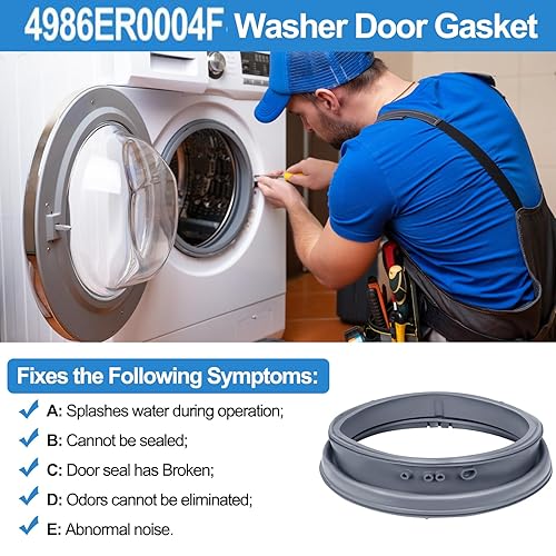 Miniatura 6 de Sello de arranque mejorado de la junta de la puerta de la lavadora 4986ER0004F compatible con el sello de la puerta de la lavadora de carga frontal