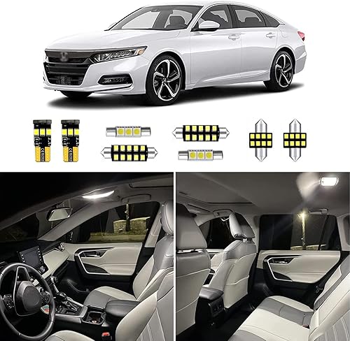 Kit de 14 luces LED interiores Accord para Honda Accord 2013, 2014, 2015, 2016, 2017, 2018, 2019, 2020, 2021, 6000K, paquete de repuesto de