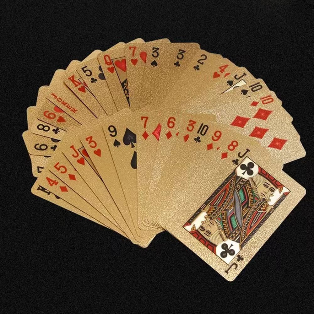 2 Decks Waterproof Playing Cards Plastic, Foil & Novelty Designs - Silver & Gold for Men, Adults & Family Game Parties