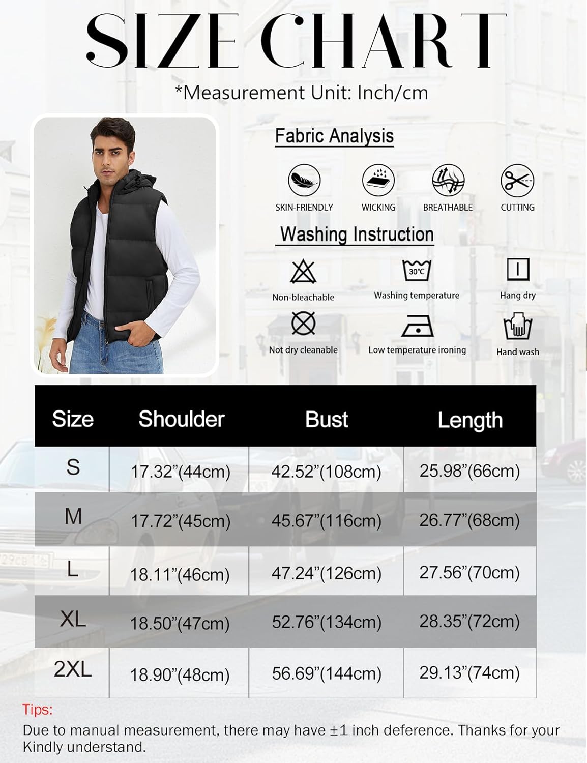 Gihuo Mens Puffer Vest with Hood Zip Up Quilted Hooded Vest - Image 7