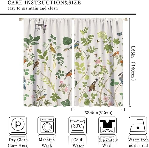 Miniatura 408 de Retro 70s Floral Blackout Window Curtains, Watercolor Flower Plant Rustic Modern Style Pattern Window Drapes, for Bedroom Living Room 42x45in 2