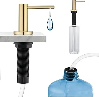 Brushed Gold Soap Dispenser for Kitchen Sink, Stainless Steel Countertop Pump, Built in Sink Soap Dispenser with 47" Extension Tube