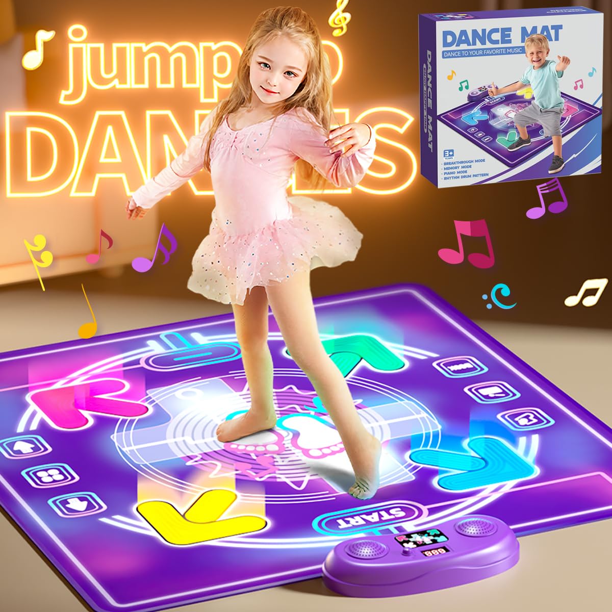 OZLET Alfombra de Baile Luminosa para niños,Pad Musical electrónico con Teclas iluminadas,9niveles de dificultad y 4modos de Juego.Ideal para niños de 3a12años cumpleaños