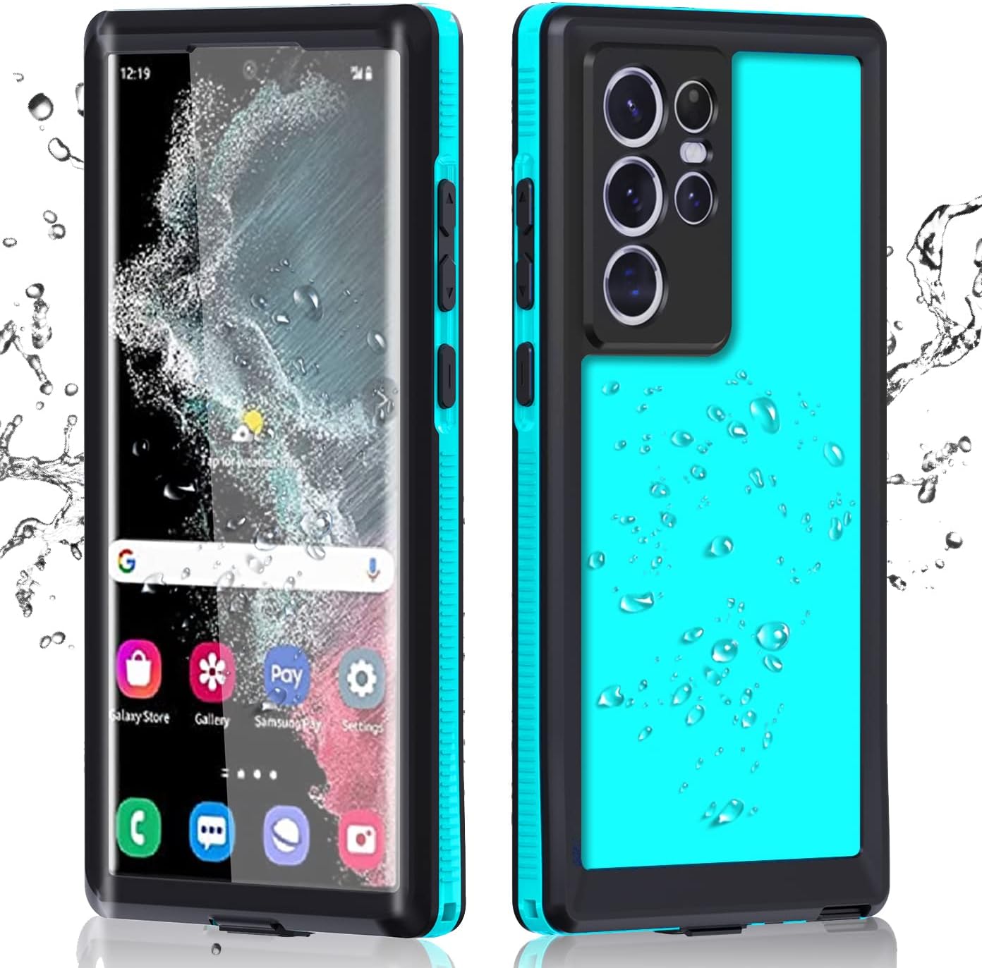 Ezanmull for Samsung Galaxy S22 Ultra Waterproof Case with Built-in Screen Protector Dustproof Shockproof Drop Proof Full Body Underwater Protective Cover for Samsung Galaxy S22 Ultra (All Teal)