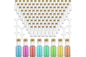 Mini Liquor Bottles Party 100 Pack - Black Screw Caps with 10 Funnels
