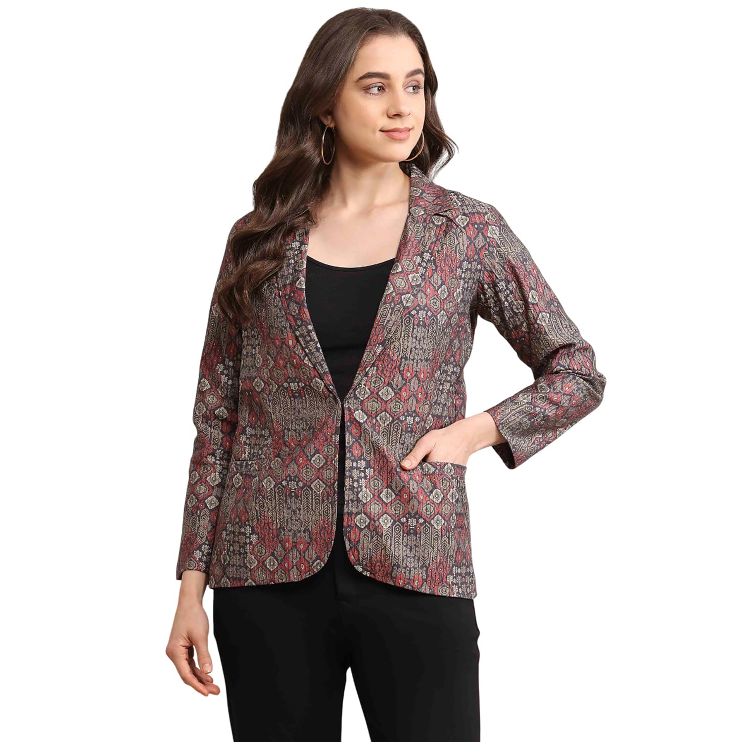 biba Women Poly Viscose Straight Printed Jacket-picture-12