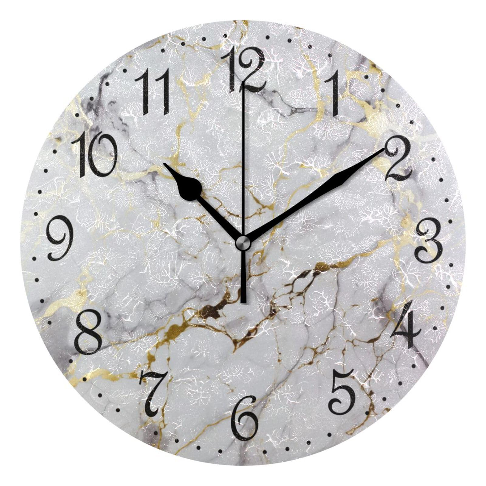 Horloge murale silencieuse marbre pour stopper le bruit du tic-tac de nuit