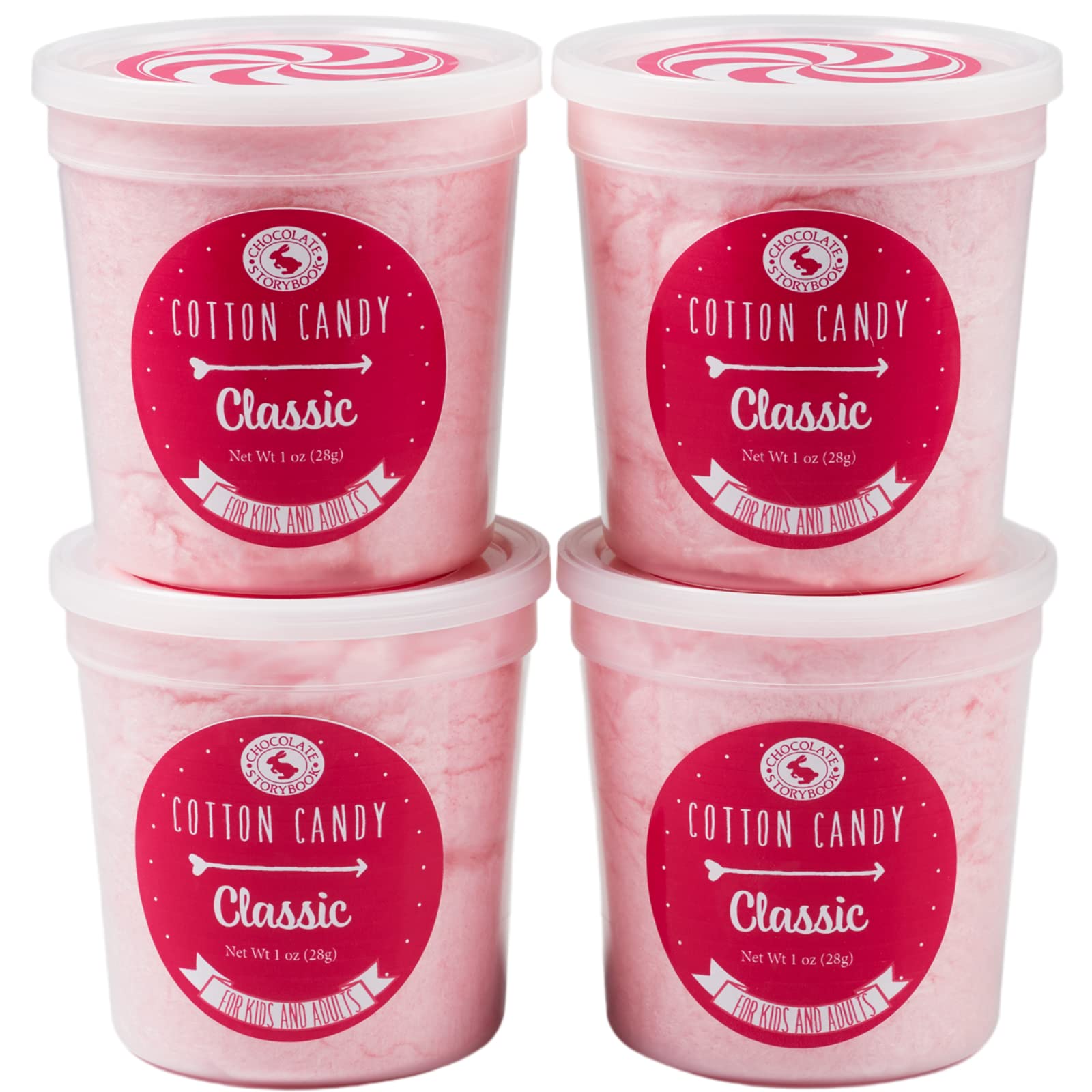 Cotton Candy Party Pack – Unique Idea for Holidays, Birthdays, Gag Gifts, Favors (Classic Pink Vanilla, 1 oz each, 4-Pack)