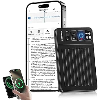 AI Voice Recorder for Calls,Meetings&Lr with Bluetooth,App Control,Transcribe&Summarize by ChatGPT,Digital Dictaphone Recording Device Built-in Magnetic