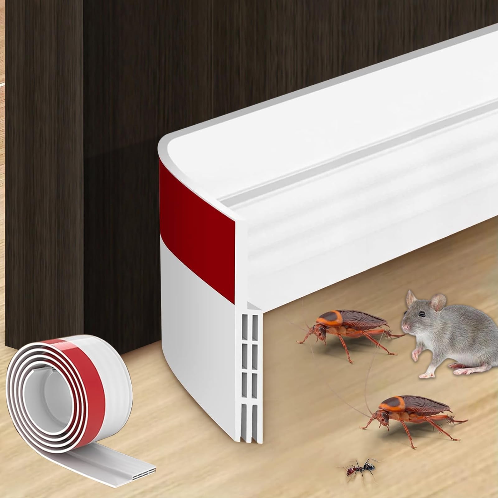 2M Door Draft Excluder Strip, Draft Excluder for Doors, Self Adhesive S oundproof Door Seal Weather Proof Door Seal Strip Front Door Draught Excluder for Preventing Bugs, Energy Saving-Brown