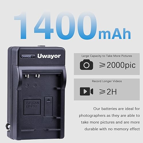 Miniatura 3 de Batería LP-E17 y cargador USB compatible con Canon EOS RP, R10, Rebel T6i, T7i, T8i, T6s, SL2, SL3, EOS M3, M5, M6, 200D, 77D, 750D, 760D, 800D,