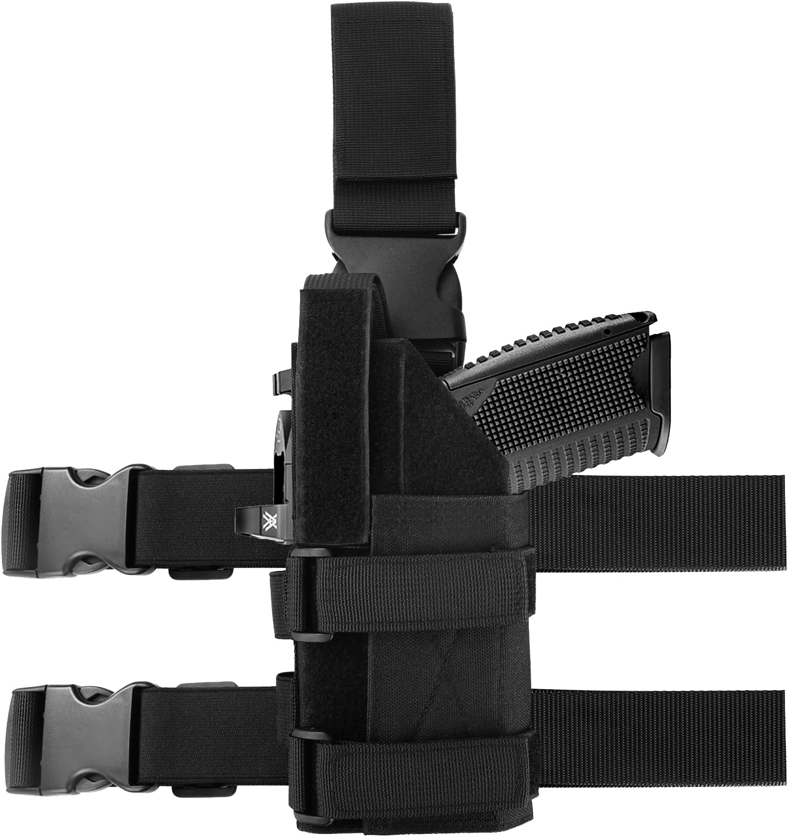 Left Handed Drop Leg Tactical Gun Holster fit Pistol with Optic/Light/Laser, Adjustable Thigh Nylon Gun Holster Compatible with Glock 1911 S&W Sig Sauer Taurus Berreta CZ HK and More