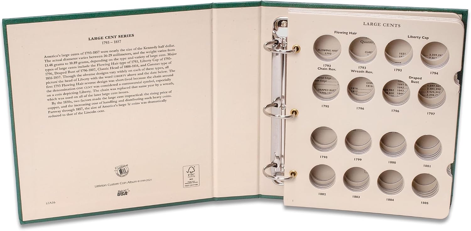 Littleton Coin Company 1793-1857 Large Cent Album Coin Storage