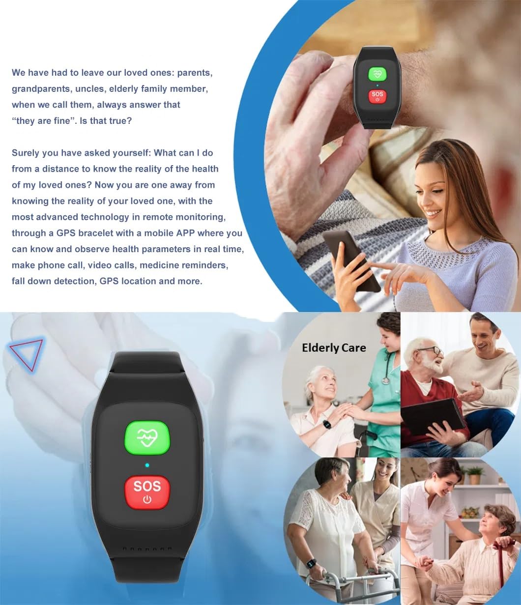 SOS-Noodknop GPS Tracker Horloge Voor Ouderen