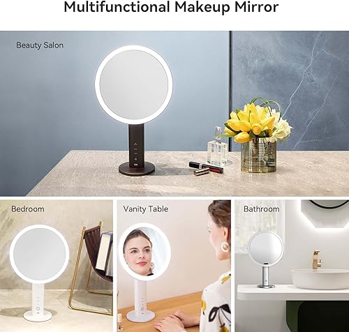 Miniatura 7 de EKO iMira Espejo de maquillaje con sensor táctil HD de 8 pulgadas con aumento 5X espejo compacto (blanco)