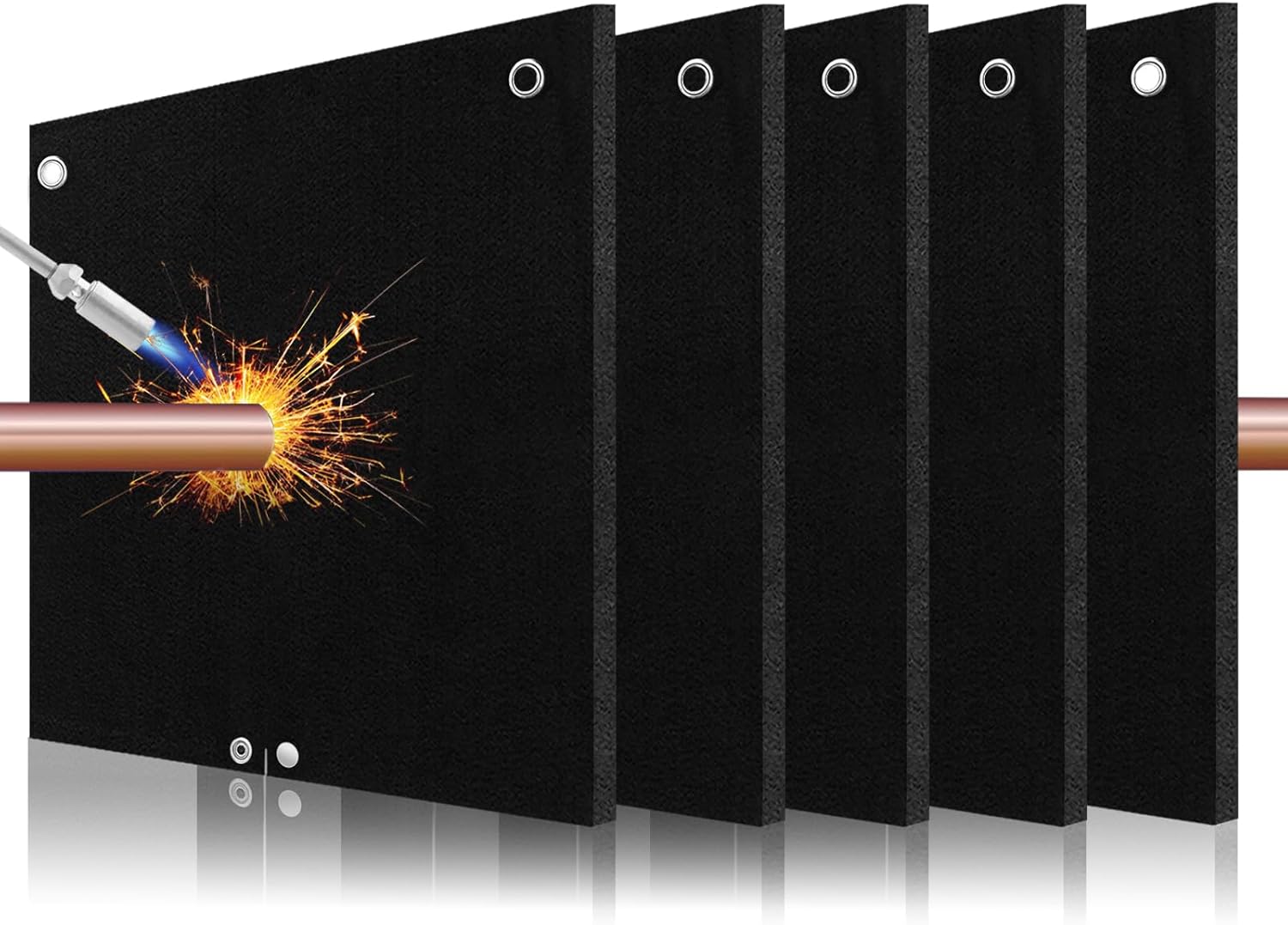 24x24x0.2in Welding Blanket Fireproof, 2 Packs 5mm Upgraded Thickened Heat Shield Mat, Brazing Heat Shield for Torch, Welding Pad for Plumbing, Solder Plumbers HVAC Torch Protector