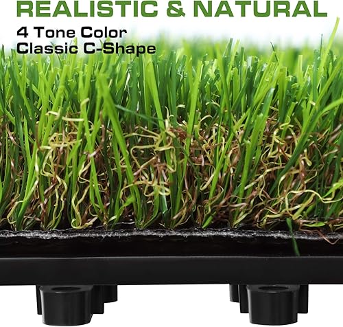 Miniatura 7 de XLX TURF Paquete de 9 azulejos de césped artificial entrelazados de 12 x 12 pulgadas, alfombra de césped artificial para patio, balcón, cubierta,