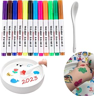 CCLIUGE 11 Colors Magical Water Painting Pen, Magic Floating Ink Pens Set for Kids, Erasable Whiteboard Marker with Spoon, Colored Doodle Drawing Pen, Amazing Kids' Gifts for Boys and Girls