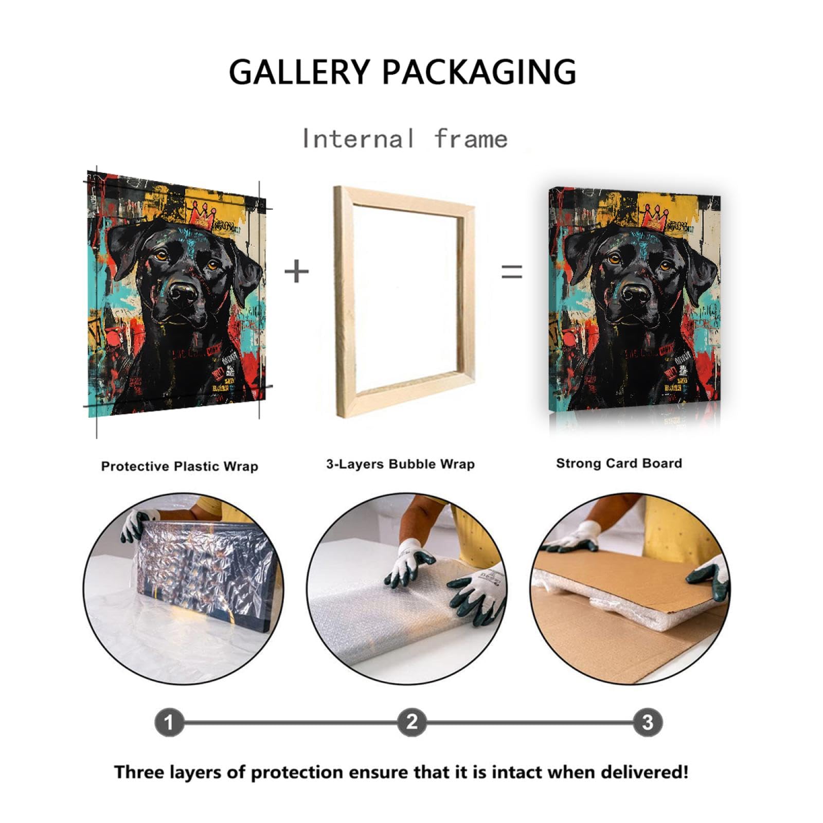 UIRINGART Hip Hop Stile Graffiti Wall Decor Modern Street Art Bel Cane Stampa Su Tela Poster Immagine per Soggiorno Camera Da Letto Appartamento 75x105cm Innerframe