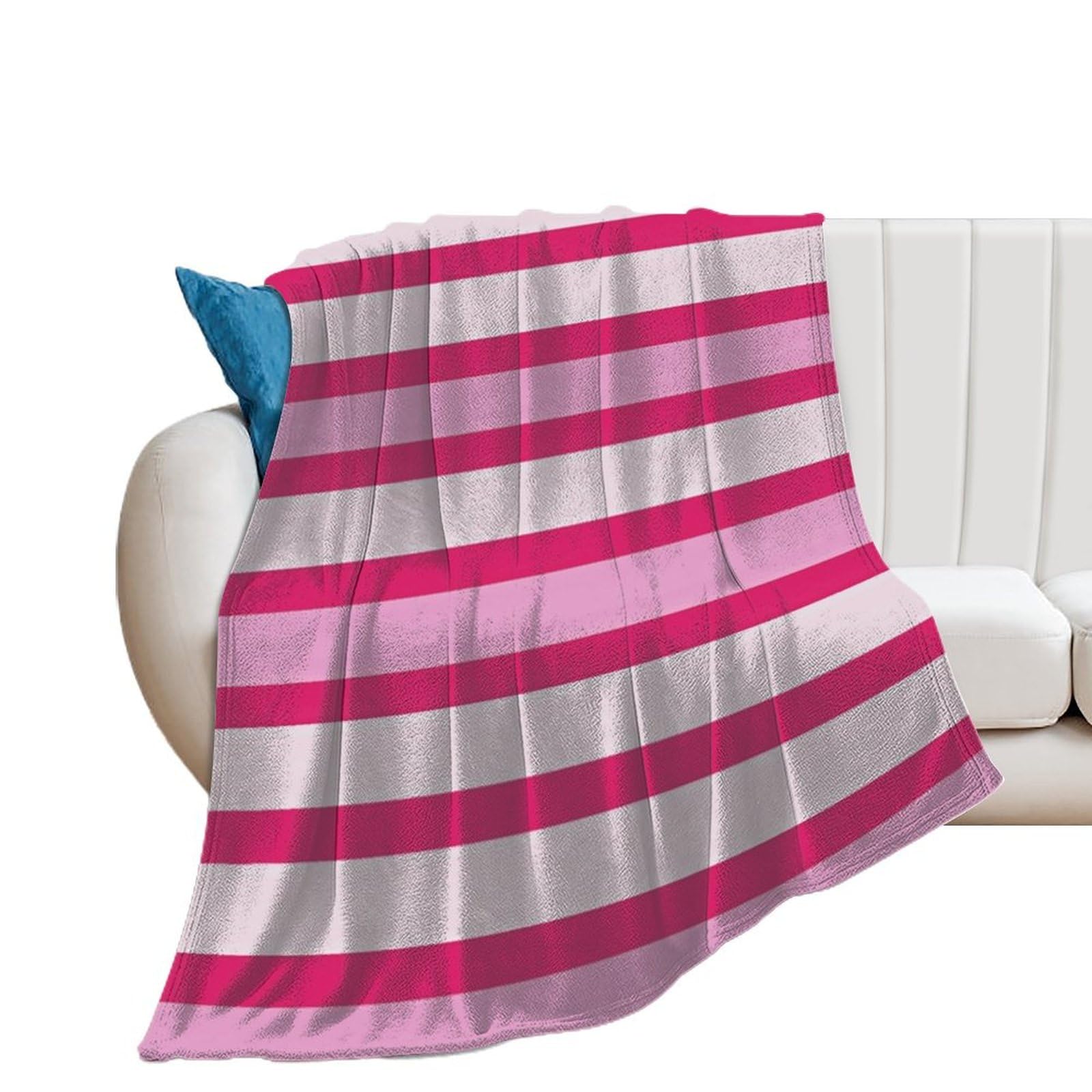 Couverture en flanelle rayures rouge rose plaid léger voyage camping