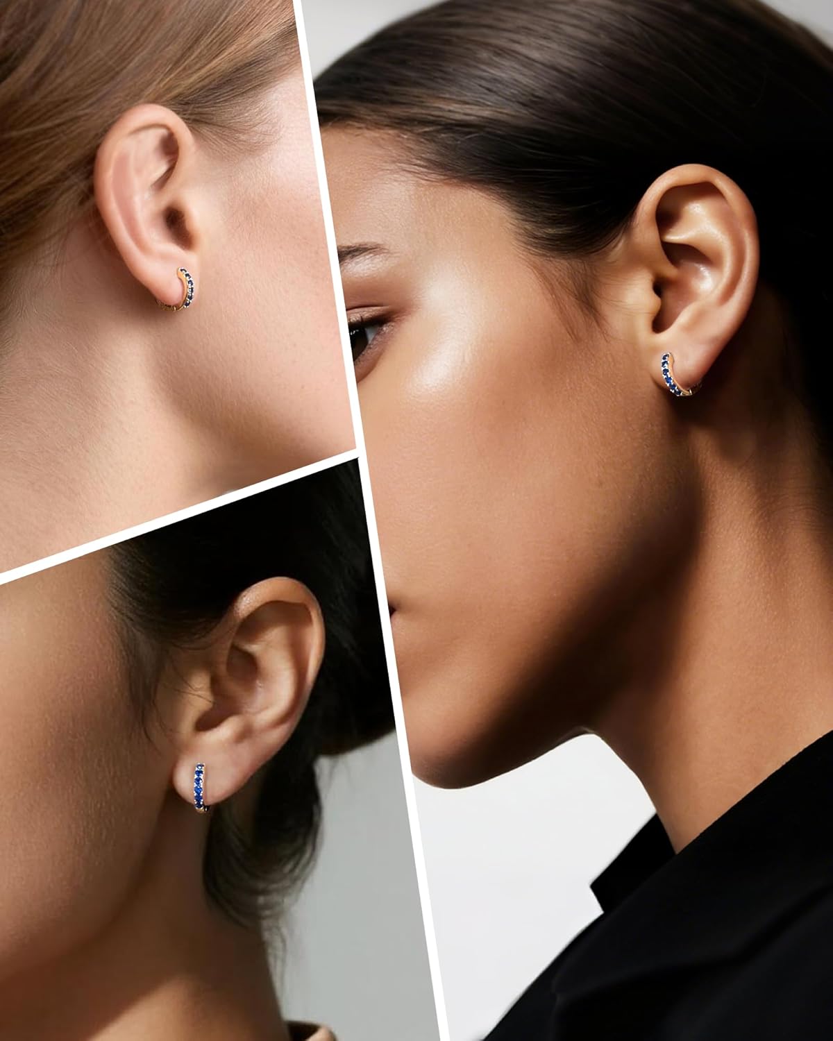 Tiny Gold Huggie Earrings for Women, Hypoallergenic 14K Gold Plated Small Birthstone Cubic Zirconia Hoop Earrings Cuff for Women Jewelry Gifts - Image 6