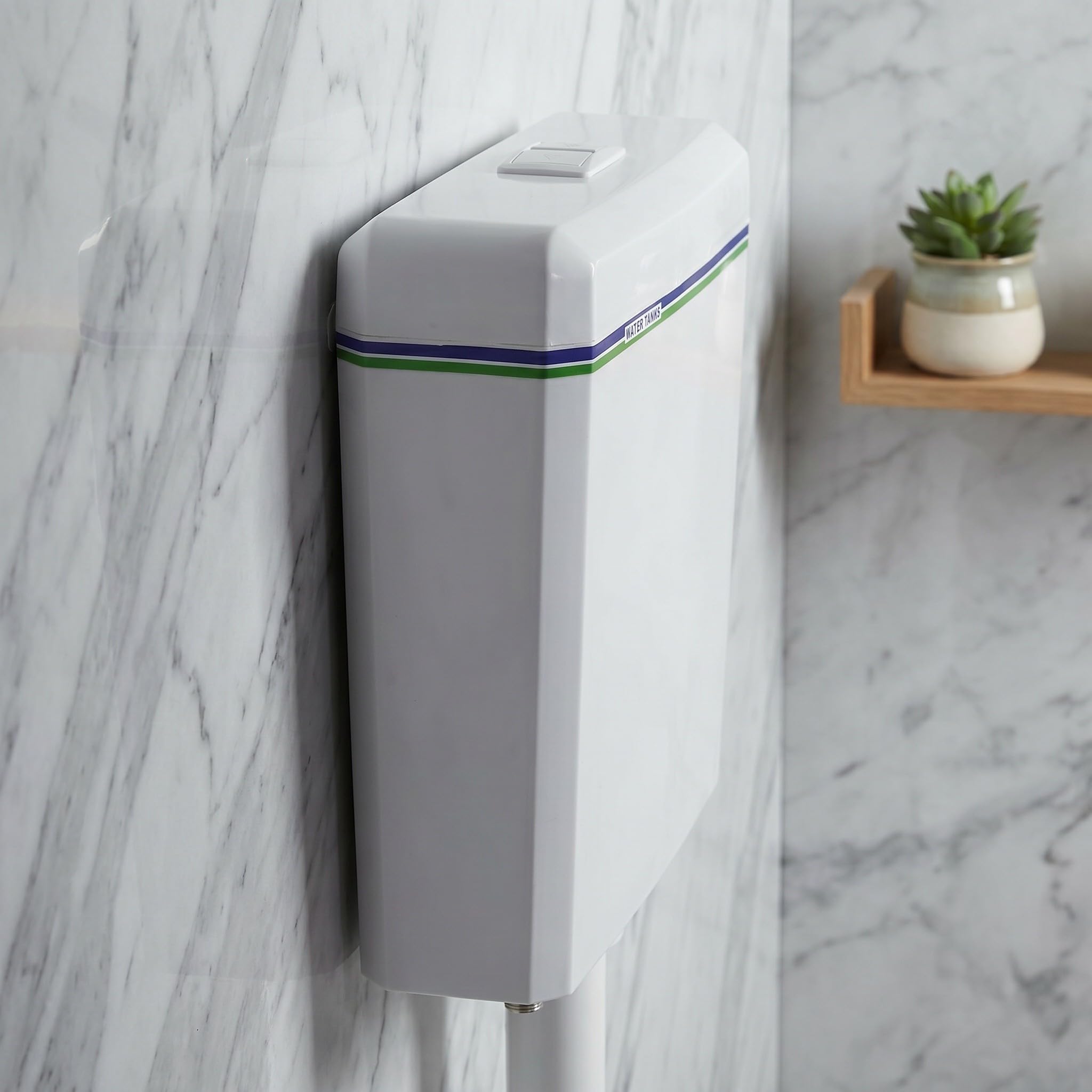 Toddmomy Cisterna para Inodoro de Cuclillas, Tanque de Agua de plástico suspendido de Estilo Alto, Sistema de Descarga Externo para Inodoro, Accesorio de reparación rápida para baños domésticos o