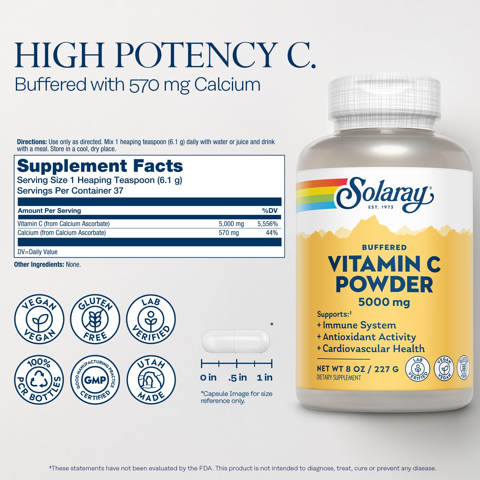 Solaray Vitamin C Ascorbic Acid Powder 5000mg, 8 oz — Amazon image 2