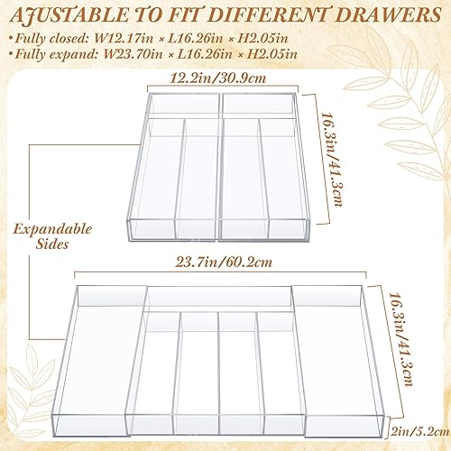 Miniatura 2 de 1 Paquete Organizador Expandible para Cajón de Cocina Organizador de Utensilios de Acrílico Transparente Almacenamiento de Cubiertos de Acrílico