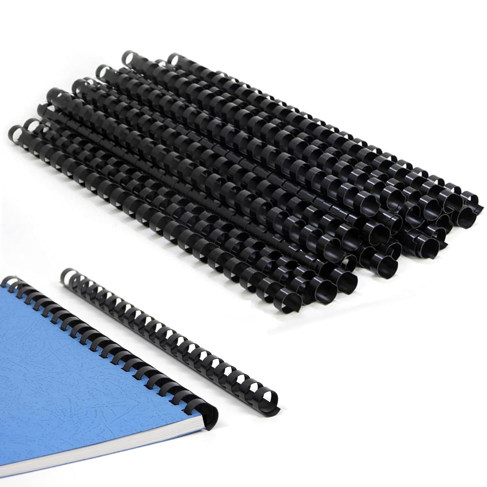 Spirali per Rilegatura,100 Pezzi Spirale per Rilegatura,Dorsini Rilegafogli A4,Dorsi Plastici per Rilegatura,Rilegatrice Spirale,21 Anelli,6 mm,Nero