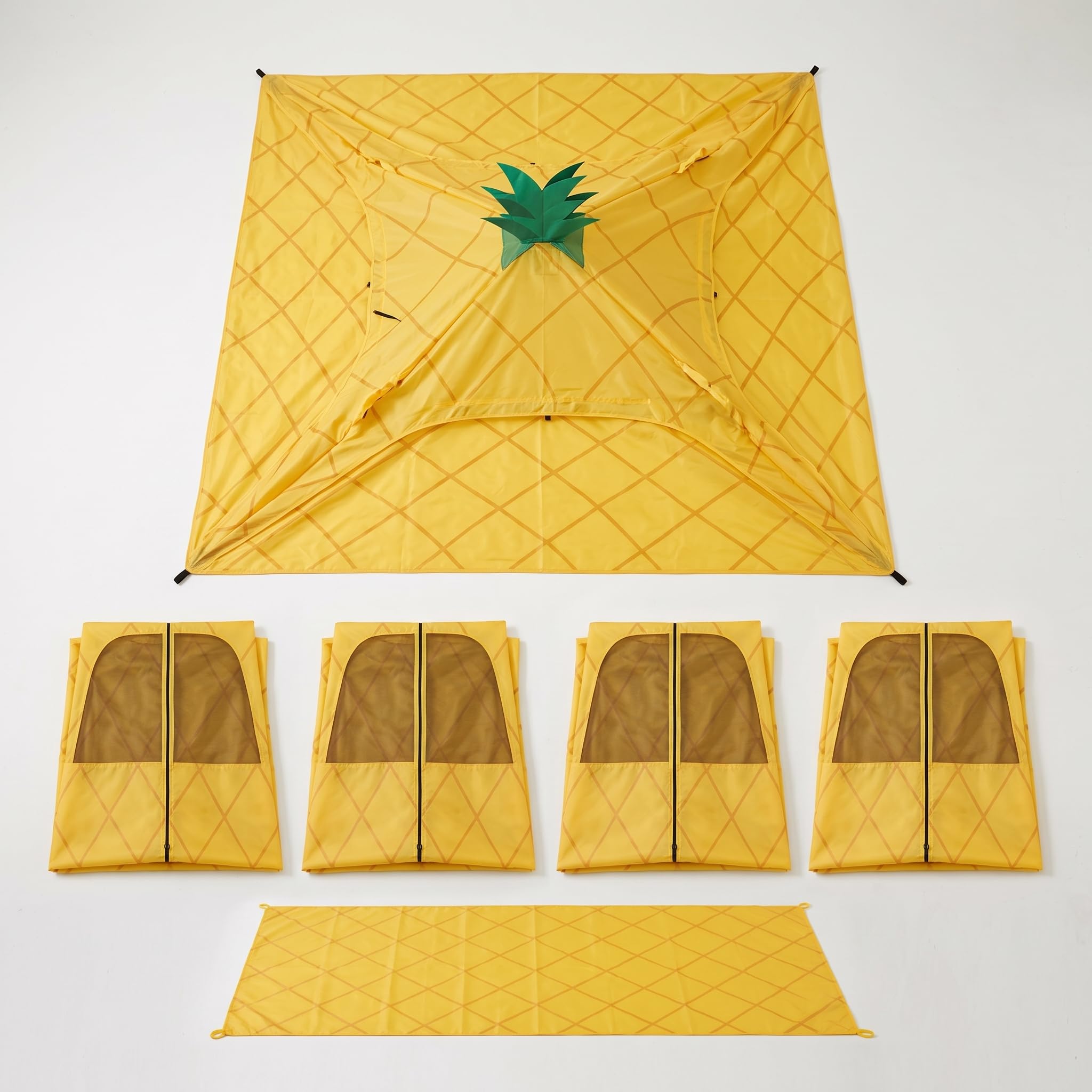 Tienda campaña instantánea para Camping Exterior, Refugio Playa con protección 50+, Tienda de campaña de piña con 4 Cortinas de Malla y Alfombra de Picnic dedicada
