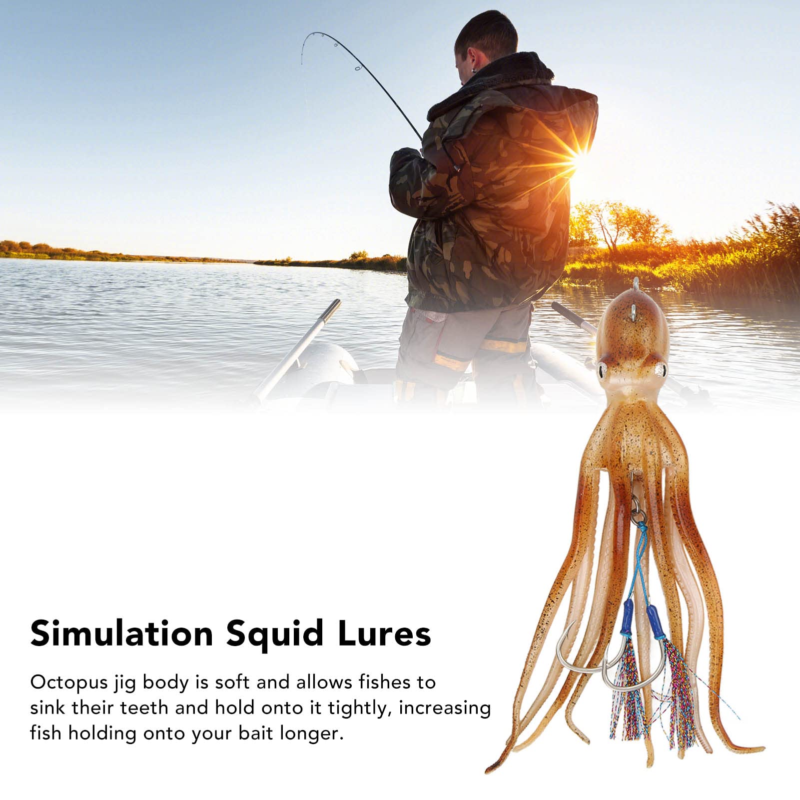 Lot de 5 leurres de pêche Souples, gabarits de calmar de Simulation pour la