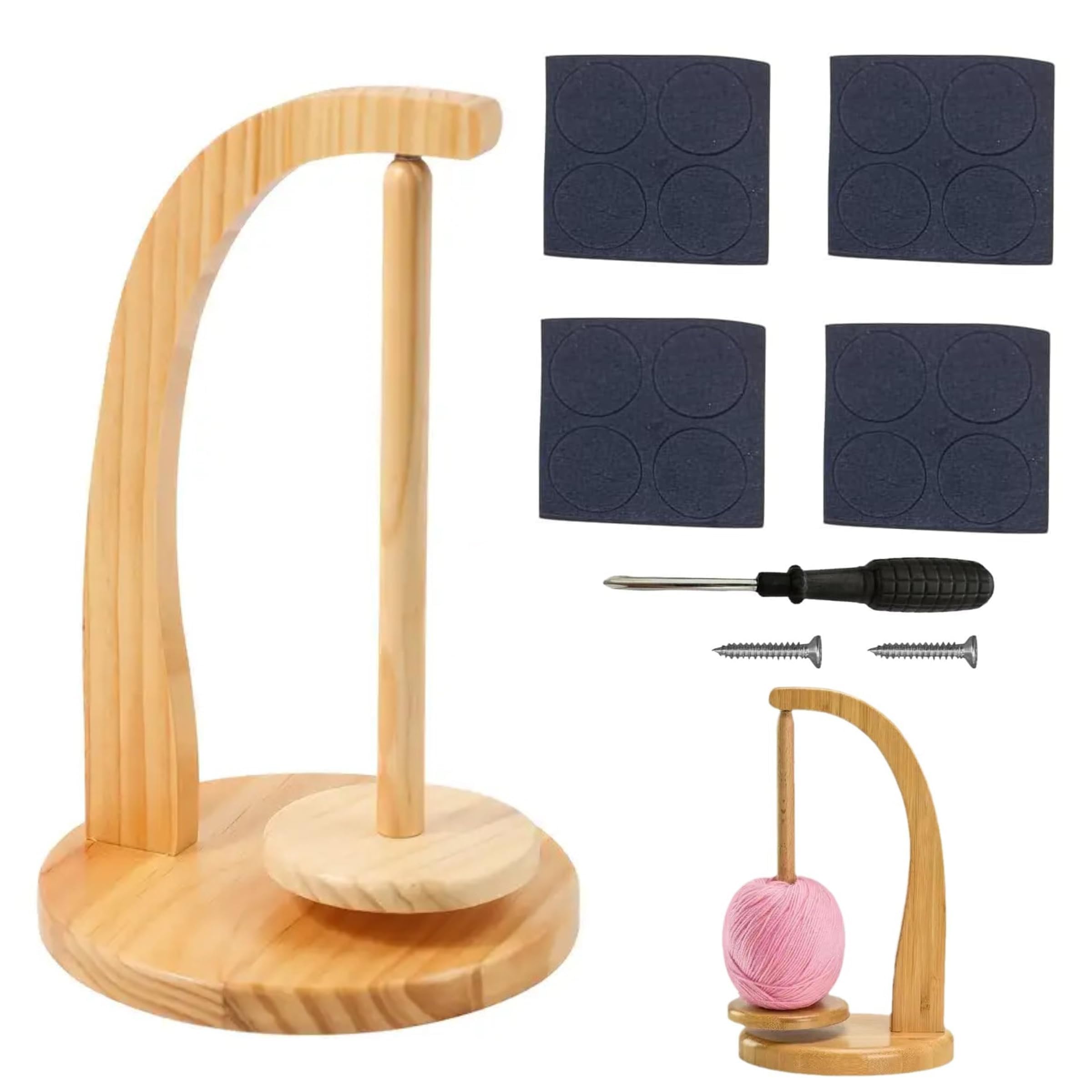 Support de fil pour crochet anti-nœud avec porte-laine en bois pour tricoter sereinement