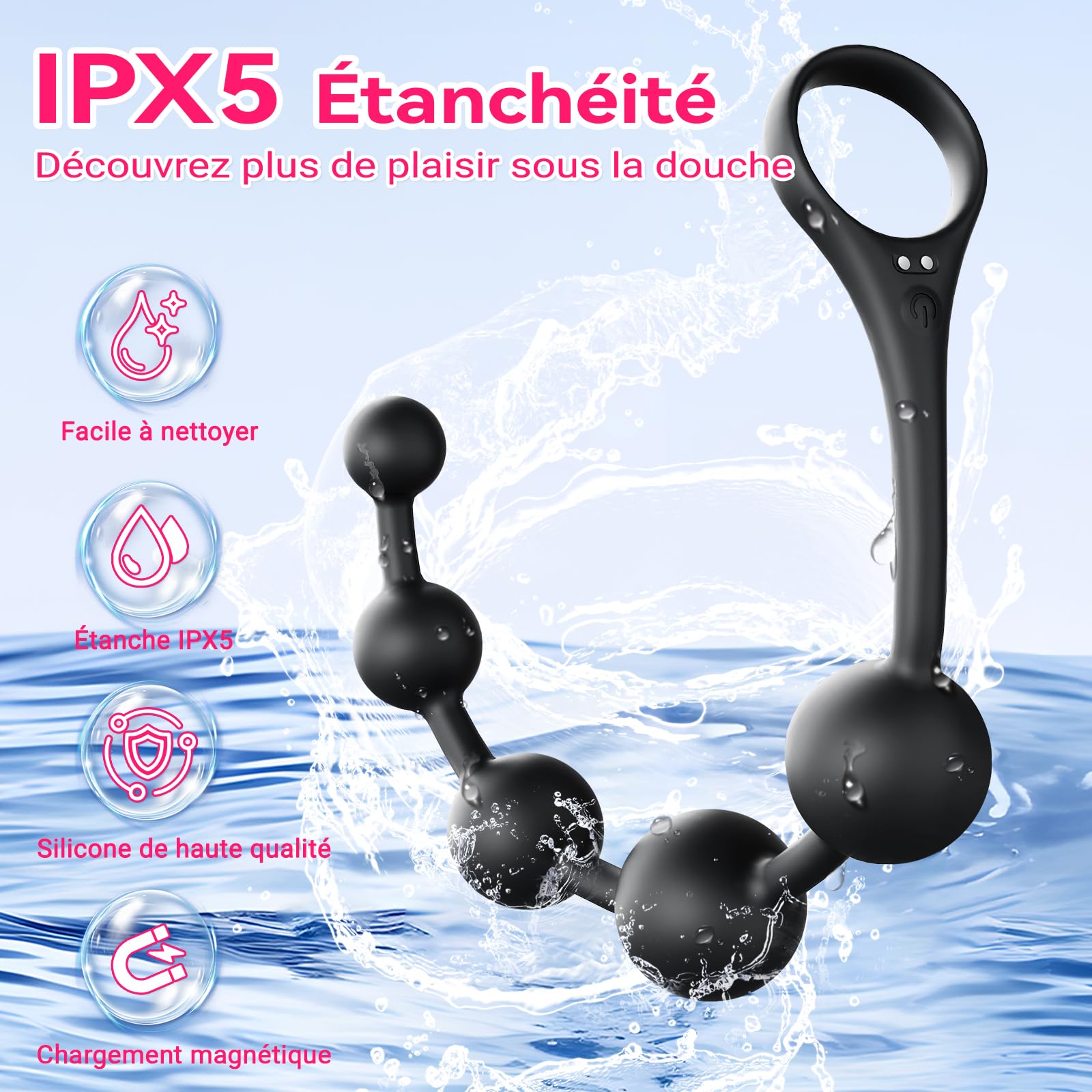 Perles Anales Sex Toýs Homme - Plug Anal Vibromasseur Sextoy Gode Homme Femme pour Anus Gay Sex Toys Anneau Penien Vibrant Débutante Sextoyse Couple Plaisir avec 9 Vibration, APP Prostate Plugs Anals