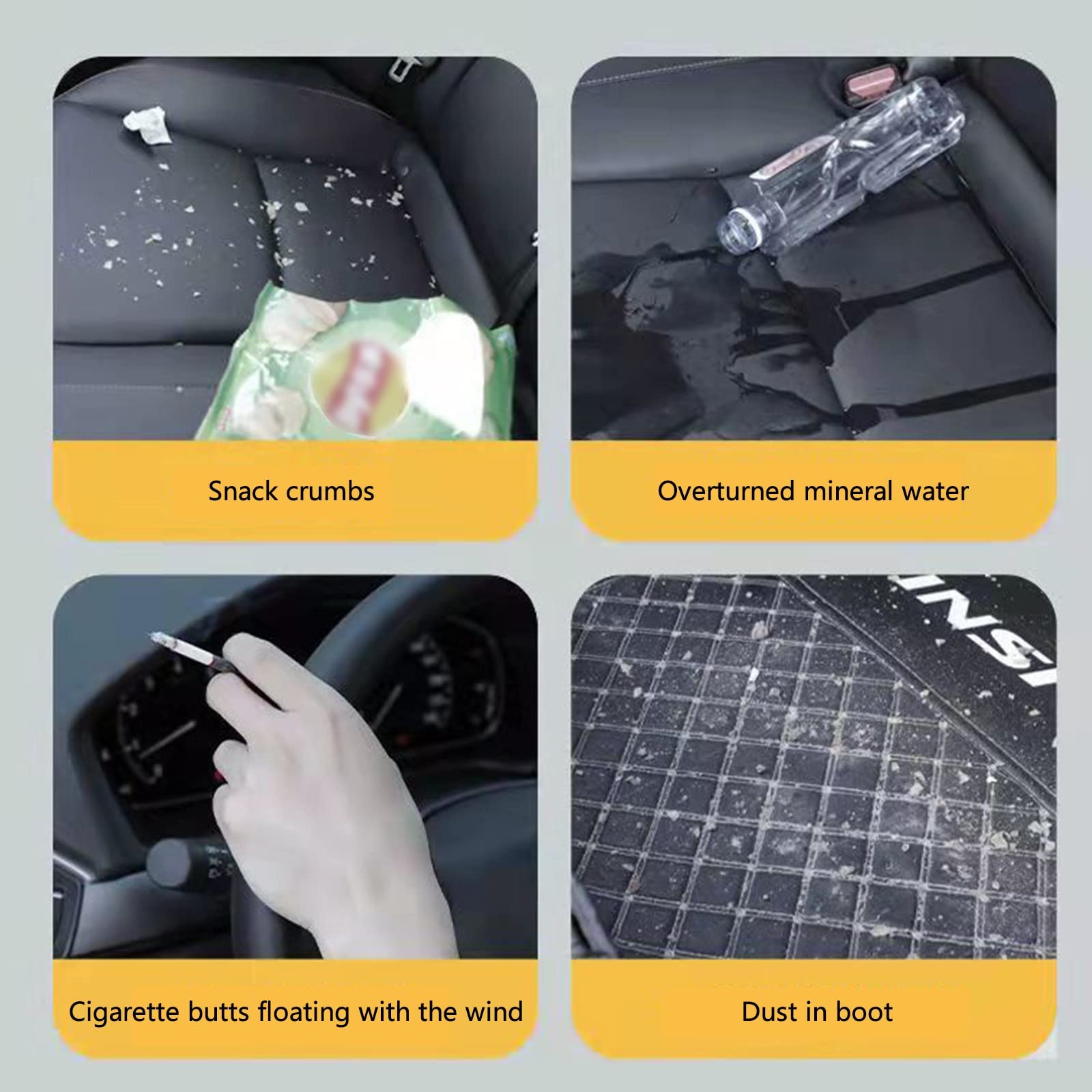 SQUADO Mini-stofzuiger voor de auto, draadloos, oplaadbaar, krachtig, veelzijdig en draagbaar