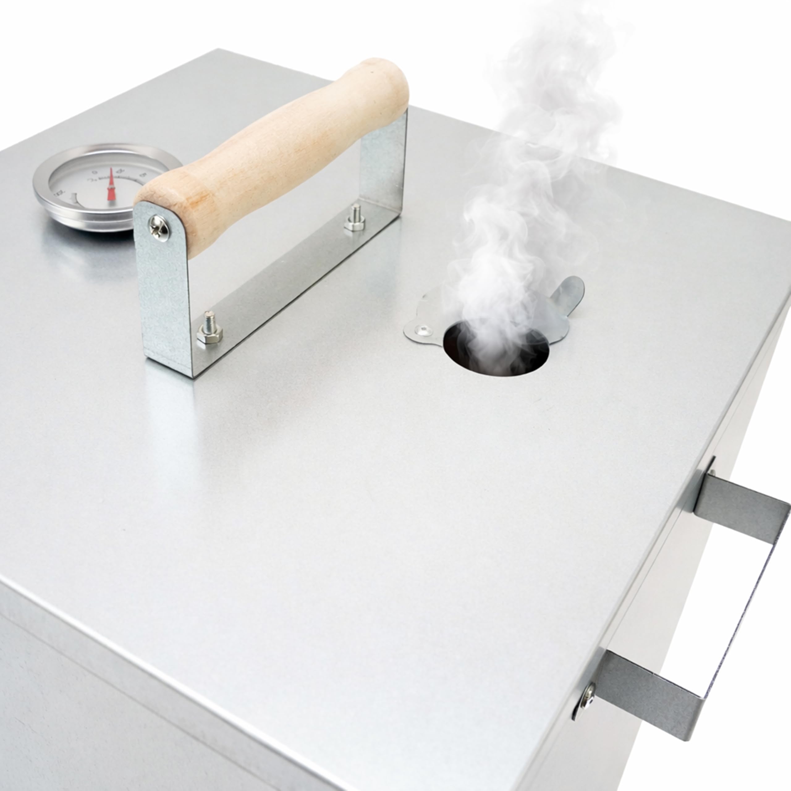 Teleskop-Räucherofen Quadratisch 101 cm – Smoker für den Außenbereich mit Thermometer und 10 Räucherhaken