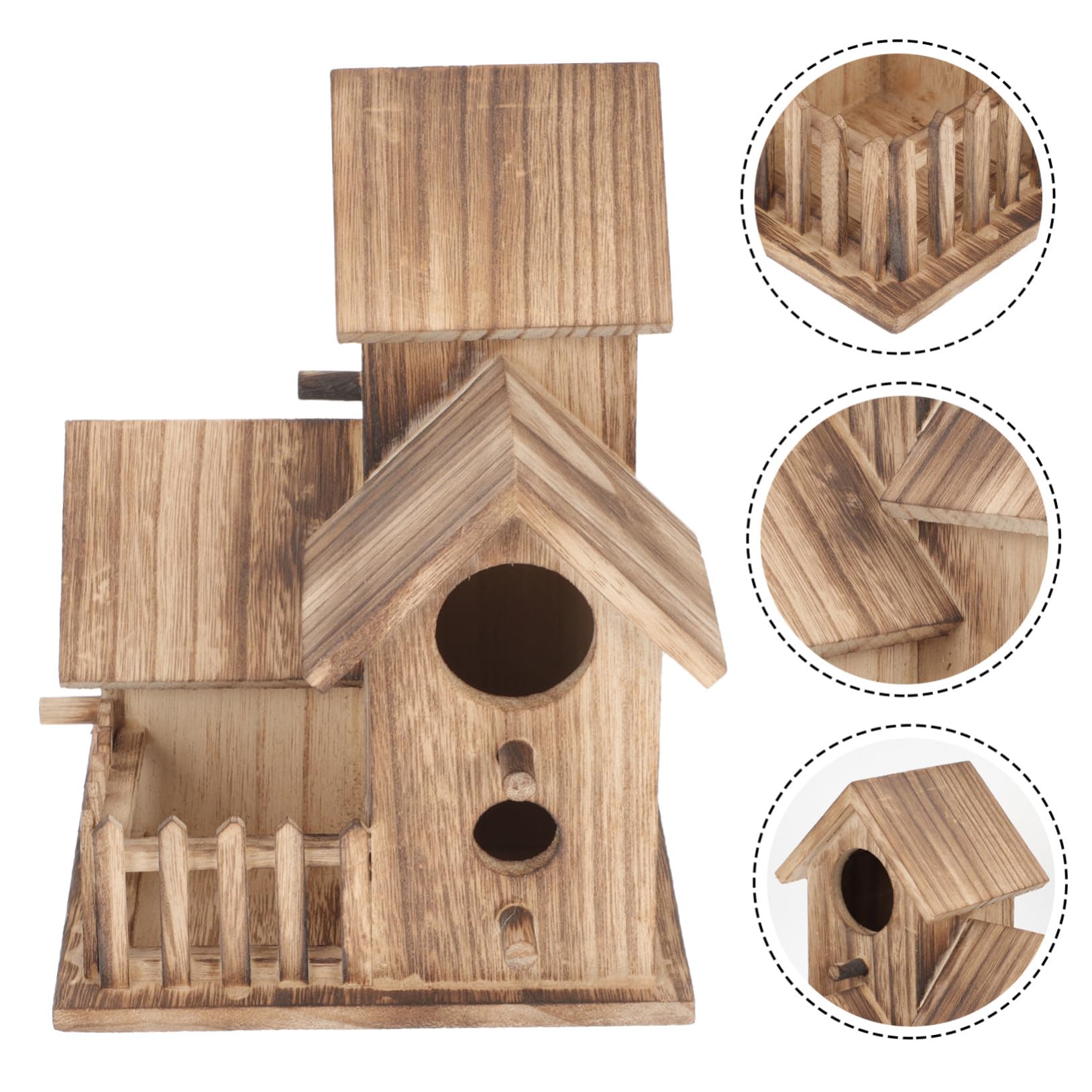 Gadpiparty Villa Nido De Pájaro Caseta De Madera para Pájaros Independiente para Jardín Nido De Madera para Periquitos Artículos para Cría De Aves Caseta De Anidación