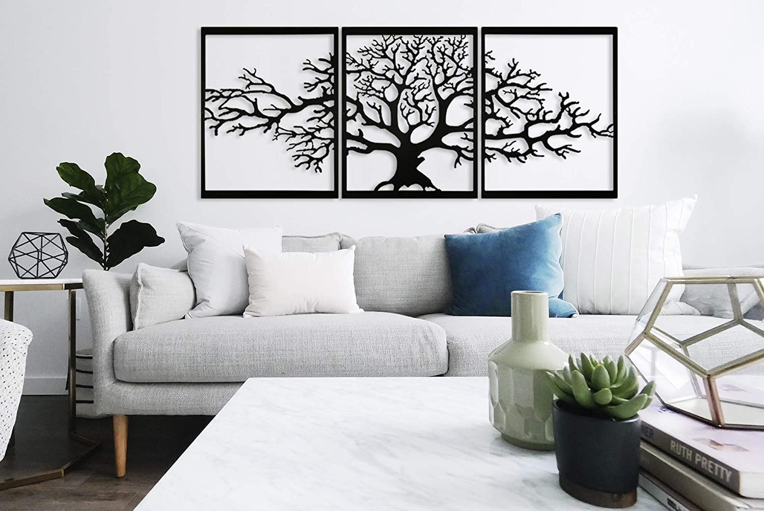dv decovieno Arbre De Vie Decoration Murale Metal, Decoration Maison, Salon, Chambre, 48x117cm