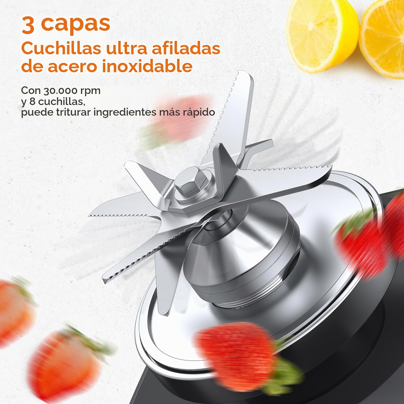 Batidora Profesional 2000W, Multifunción Batidora de Vaso, 2L sin BPA, Limpieza Automática, 30000 r/min, Acero Inoxidable, Licuadoras para Zumos Batidos Verduras Frutas Smoothies