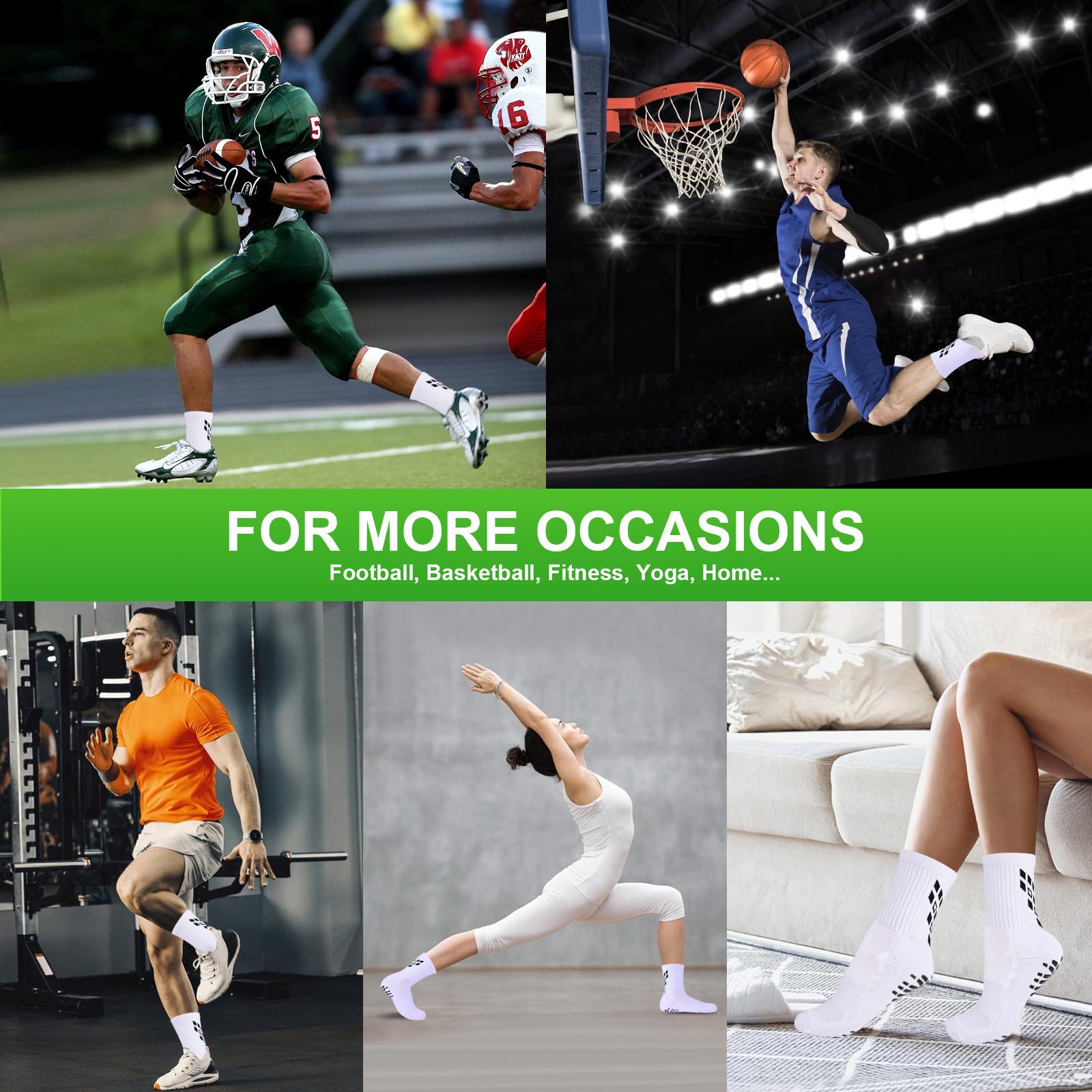 4-pares Calcetines deportivos antideslizantes fútbol hombre mujer, acolchados, transpirables, Calcetines antideslizantes Yoga