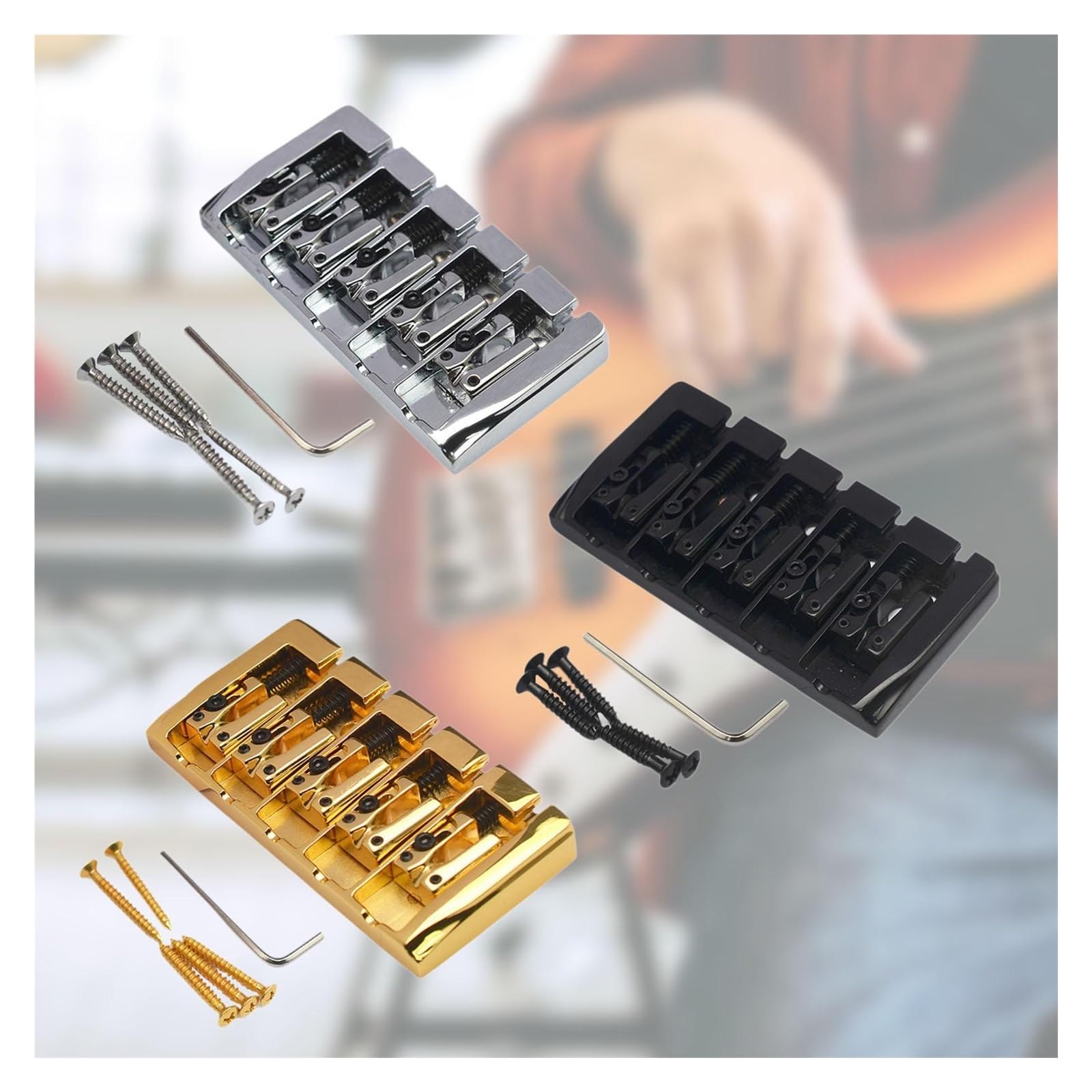 Robusta cordiera a sella con ponte in metallo ORO fissata for bassi elettrici a 5 corde for apparecchiature musicali