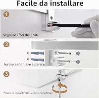 Raft de colț din sticlă KES A4120A-P2 pentru duș și baie, cu bară de fixare din aluminiu și sticlă securizată extra groasă, argintiu, 2 bucăți 9