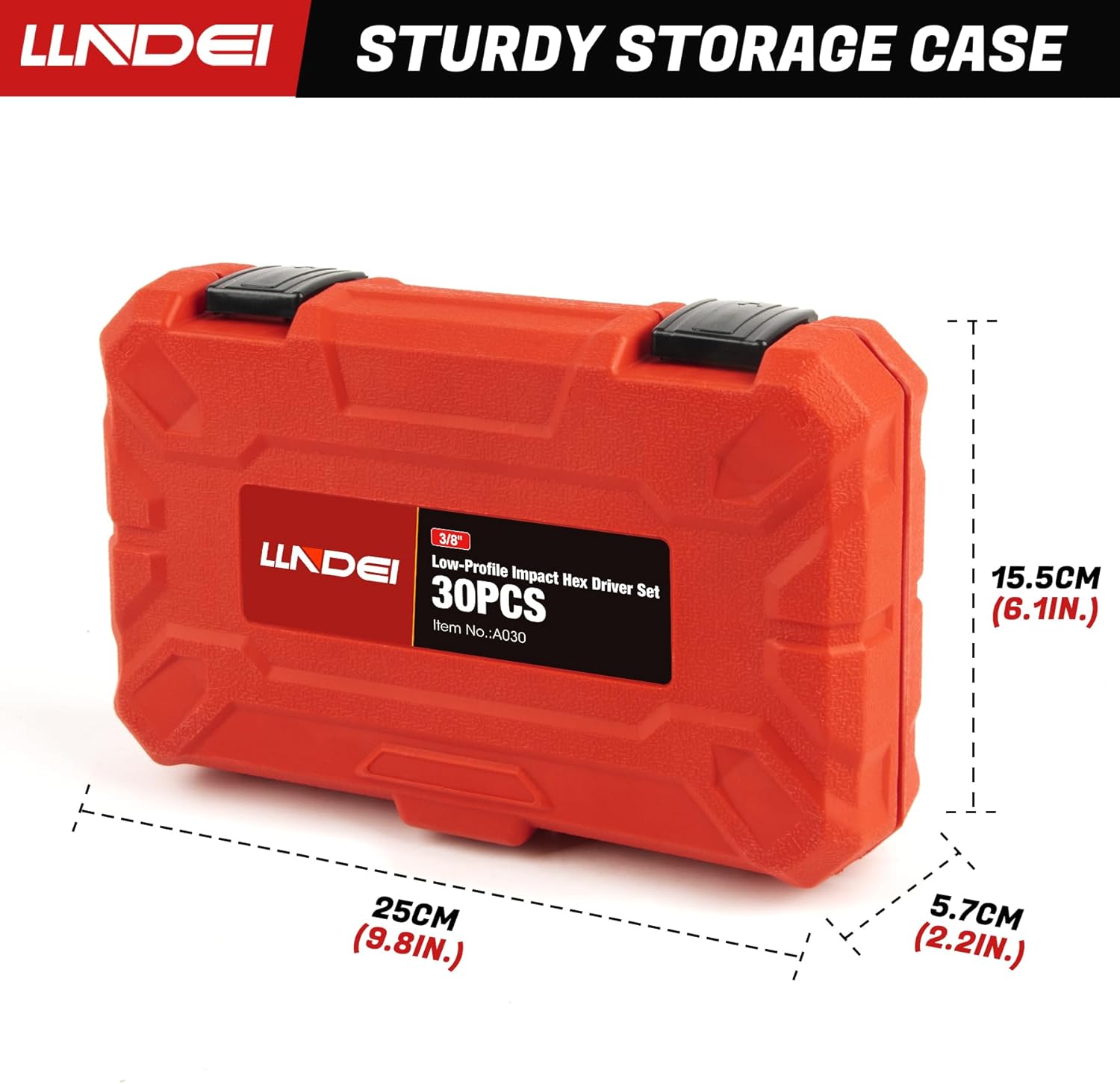 LLNDEI 30PCS 1/4-3/4 SAE/Metric, 3/8 Drive Low Profile Impact Hex Driver Set, 6-19mm, with E-torx Bit Socket Set E8-E20, Square Bit Socket, U-Joint Extension Bar, Cr-Mo, Storage Case