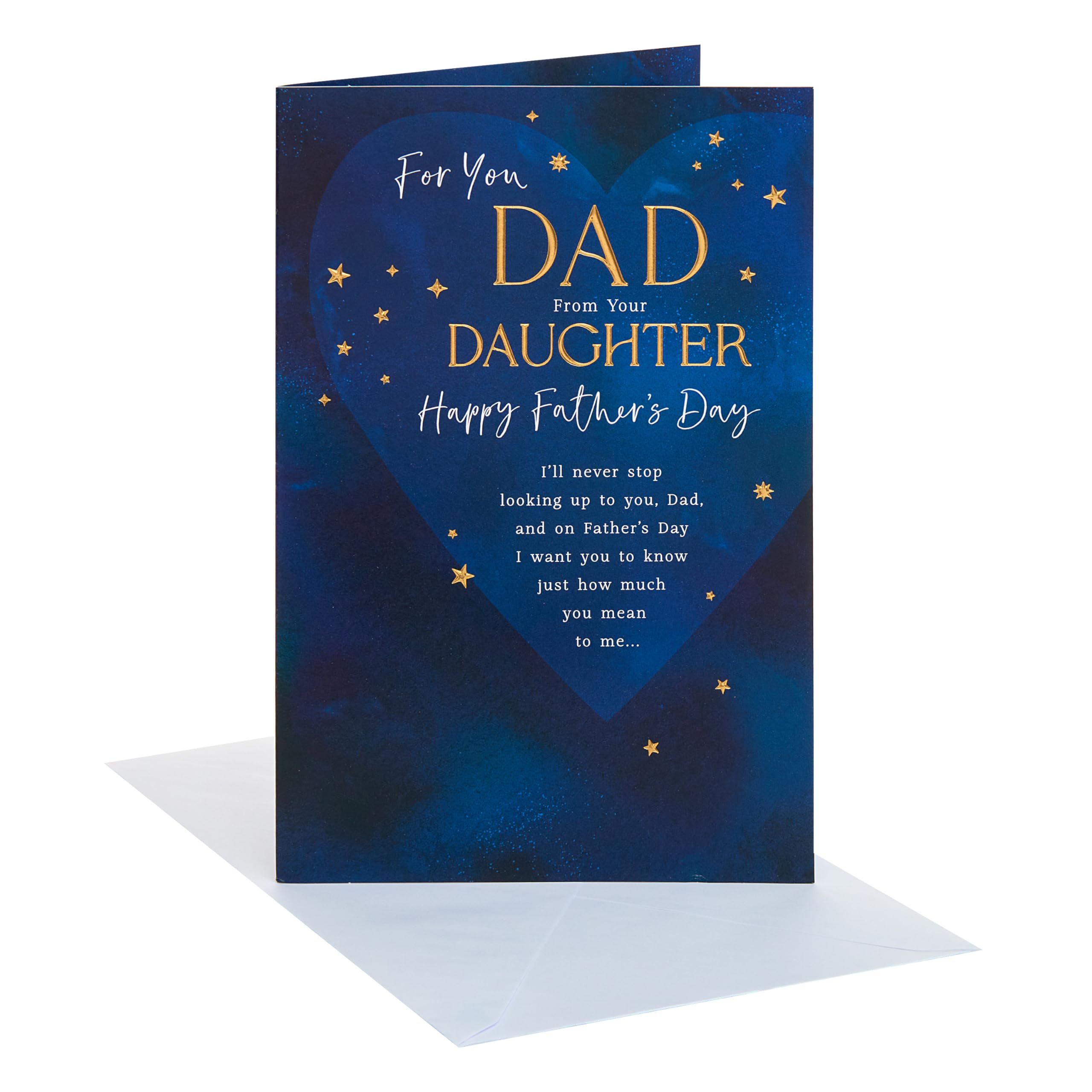 UK Greetings | Father's Day Card for Dad from Daughter | Card for Dad, Grandad, Husband | Him, Boys, Men | Heart Design | With Envelope | 14.9 x 22.9 cm