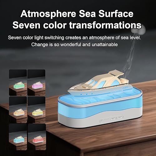 Miniatura 8 de Lumena Lamps Medusa, humidificador de aromaterapia para yate de 5.1 fl oz, luz ambiental de 7 colores, diseño ultrasónico de funcionamiento