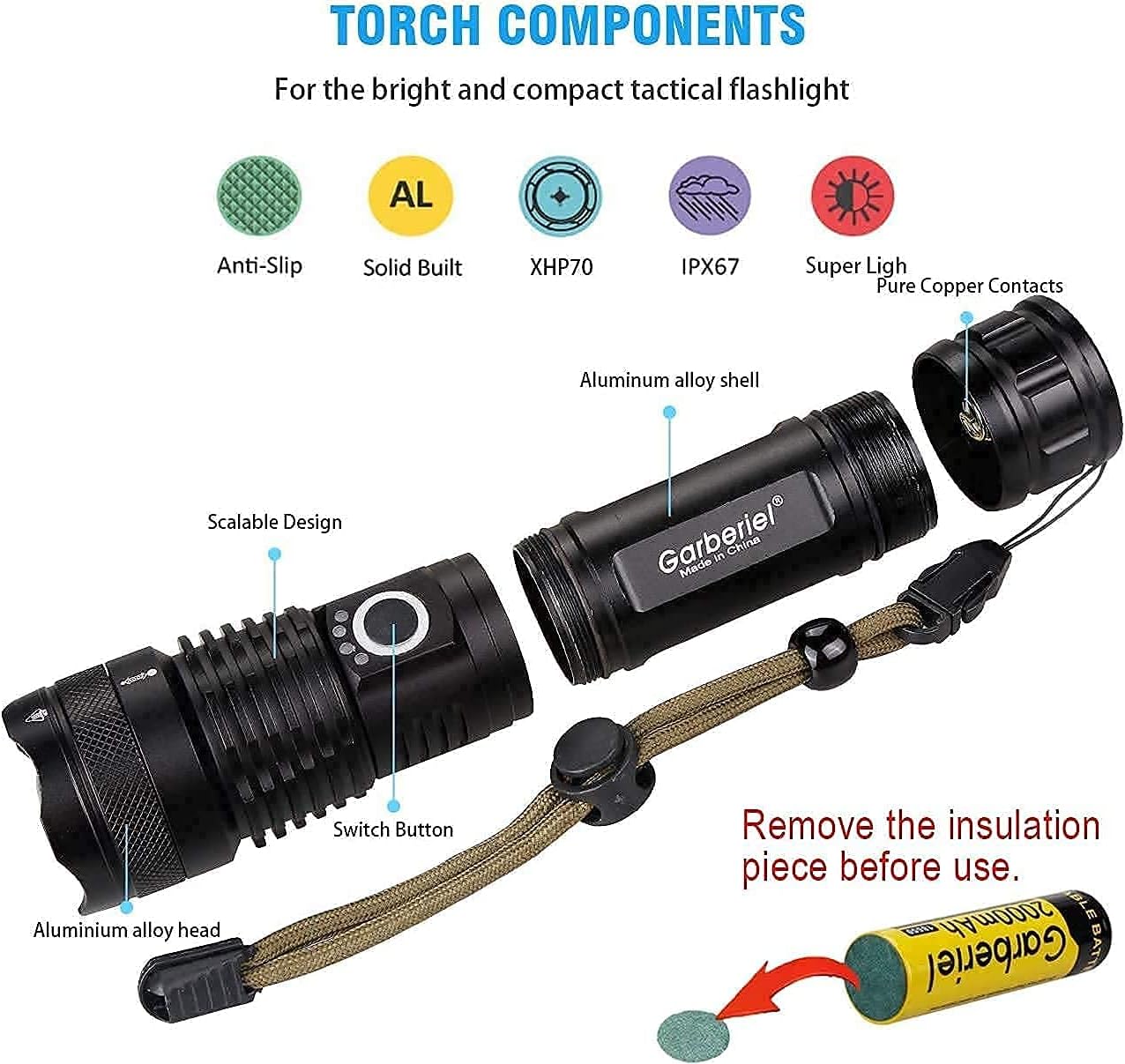Rechargeable Flashlight Waterproof Tactical Emergency Image