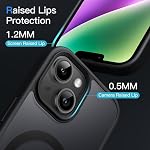 JETech Magnetic Case for iPhone 14 6.1-Inch Compatible with MagSafe, Translucent Matte Back Slim Shockproof Phone Cover (Black)